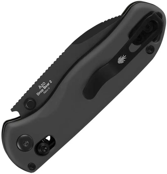Kizer Cutlery Drop Bear 2 Button Lock EDC Knife With 3 Inch Nitro V DLC Drop Point Blade And Black Aluminum Handle by Kizer Cutlery
