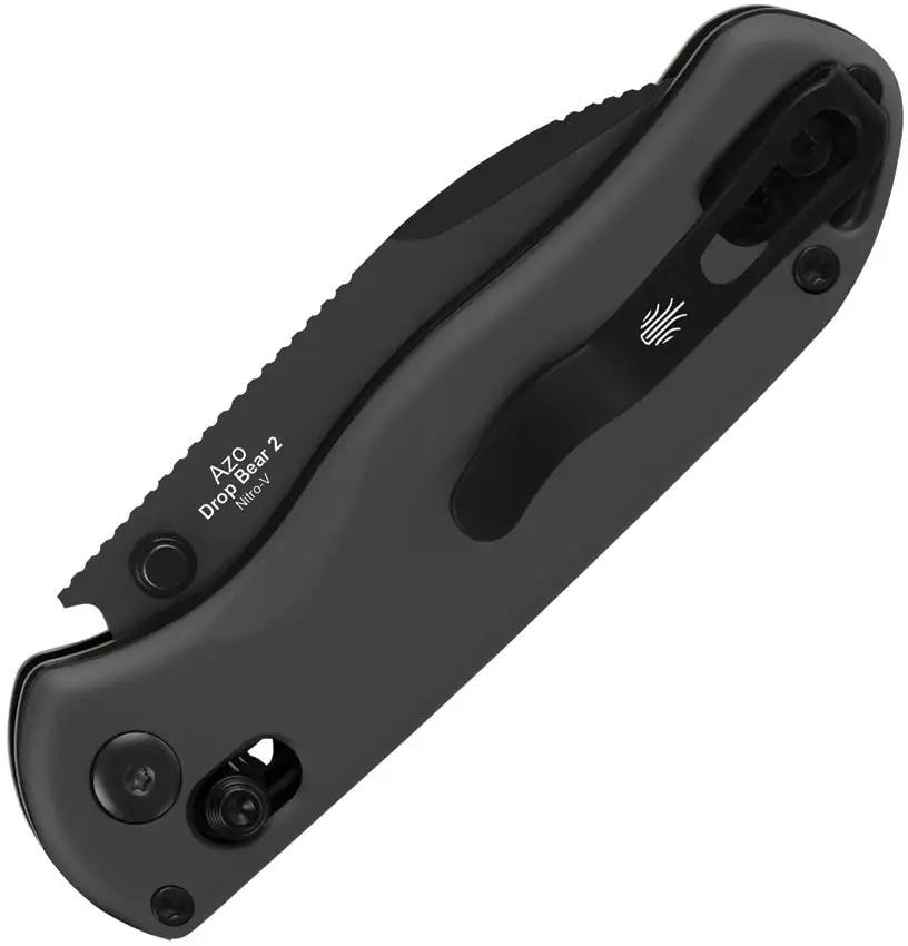 Kizer Cutlery Drop Bear 2 Button Lock EDC Knife With 3 Inch Nitro V DLC Drop Point Blade And Black Aluminum Handle by Kizer Cutlery