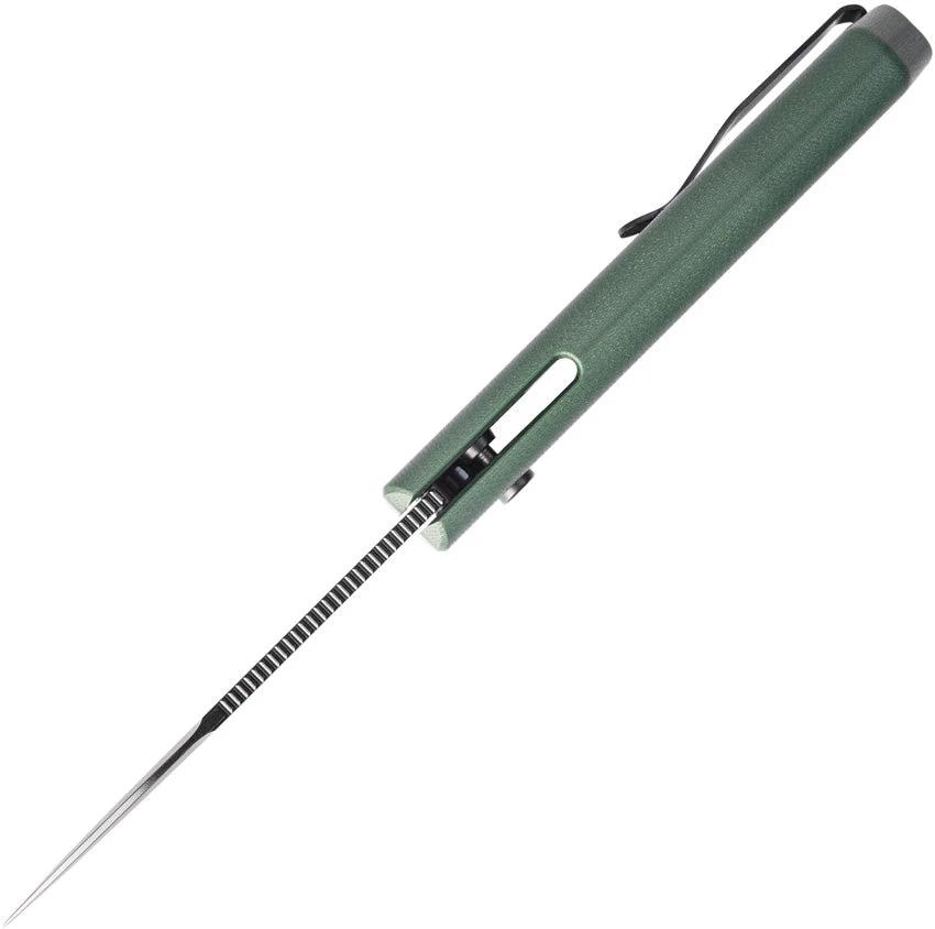 Kizer Cutlery Brat Button Lock Knife OD Green G10 3.5in 154CM Drop Point For EDC by Kizer Cutlery