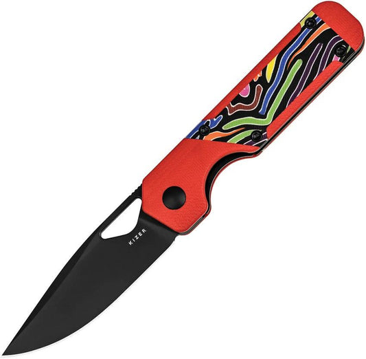 Kizer Cutlery Mini Militaw Framelock Knife Nitro V 2.75 Inch Blade Red G10 Handle EDC Enthusiasts by Kizer Cutlery