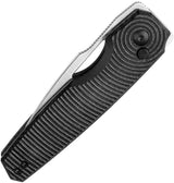 Kizer Cutlery Dogfish Button Lock Knife Nitro V Satin Blade Black Micarta Extended Tang For EDC by Kizer Cutlery