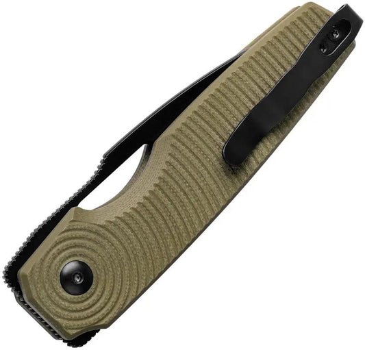 Kizer Cutlery Dogfish Button Lock Knife Nitro V Steel, OD Green G10 Handle, EDC Ready Everyday by Kizer Cutlery