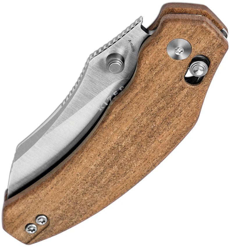 Kizer Cutlery Bulldog Clutch Lock Knife With Mkuruti Wood Handle Nitro V Blade For EDC Enthusiasts by Kizer Cutlery