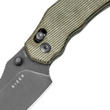 Kizer Bulldog Clutch Lock Knife With Nitro V Blade Green Micarta Handle For EDC Enthusiasts by Kizer Cutlery
