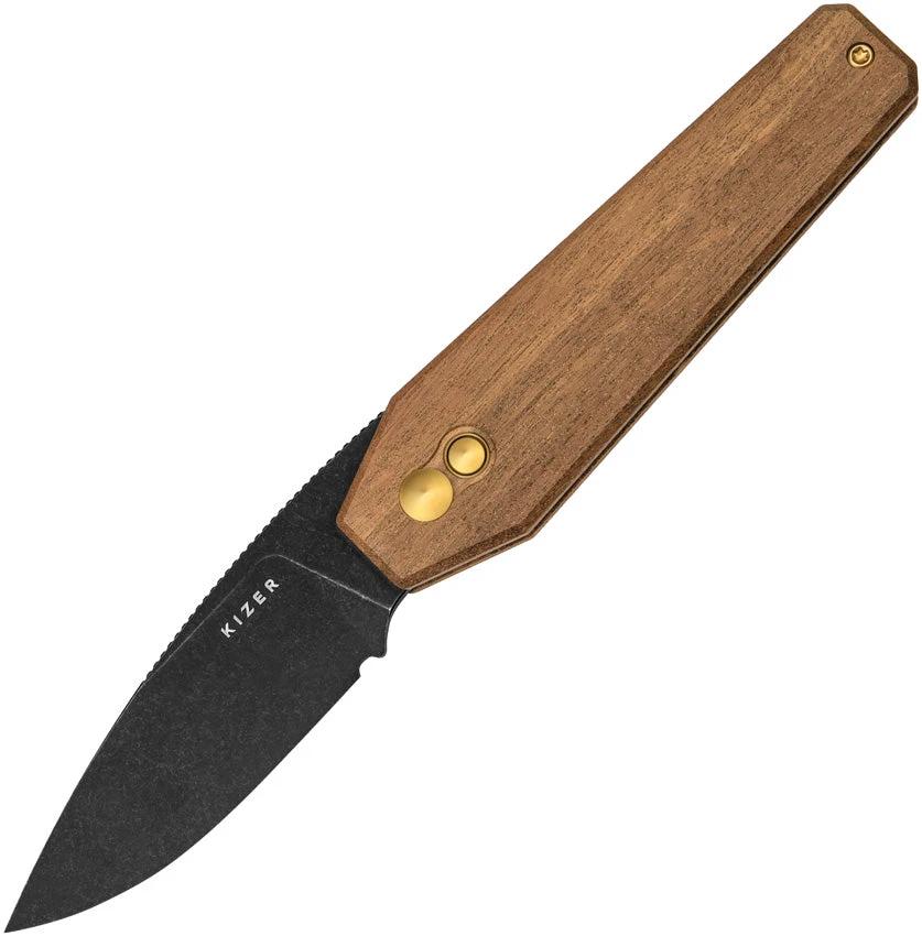Kizer Cutlery Tomb Button Lock Wood V3692A4 by Kizer Cutlery