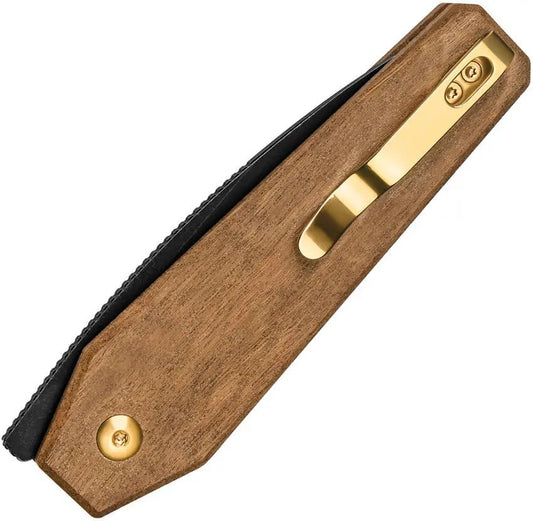 Kizer Tomb Button Lock Knife With Mkuruti Wood Handle Nitro V Steel Drop Point For EDC Enthusiasts by Kizer Cutlery