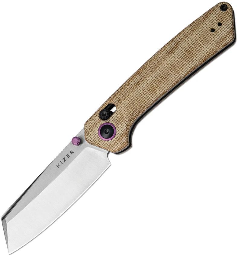 Kizer Cutlery Madrac Clutch Lock Knife Nitro V Cleaver Blade Natural Micarta Premium EDC Pocket Clip Enthusiasts by Kizer Cutlery
