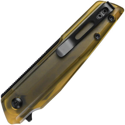 Kizer Cutlery Skinner Linerlock Amber PEI Handle Black PVD Nitro V Reverse Tanto Blade For EDC Enthusiasts by Kizer Cutlery