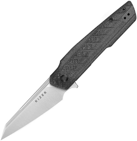 Kizer Skinner Linerlock Knife For Hunters 3.25 Inch Nitro V Steel Reverse Tanto Micarta Handle Extended Tang by Kizer Cutlery
