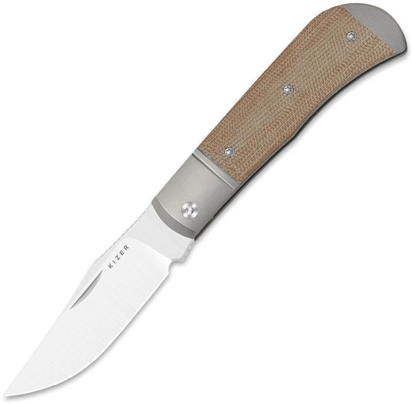 Kizer Cutlery Trestle Slip Joint Knife Premium Satin 14C28N Sandvik Blade Micarta Inlay V3761A1 For EDC Enthusiasts by Kizer Cutlery