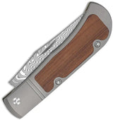 Kizer Cutlery Trestle Damascus Slip Joint Edc Knife With Acid Washed Clip Point Blade And Titanium Wood Inlay by Kizer Cutlery