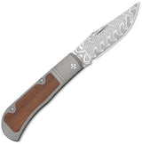 Kizer Cutlery Trestle Damascus Slip Joint Edc Knife With Acid Washed Clip Point Blade And Titanium Wood Inlay by Kizer Cutlery