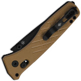 Kizer Cutlery Aegis T Clutch Lock Tan EDC Knife With Partially Serrated AEBL Blade And G10 Handle by Kizer Cutlery
