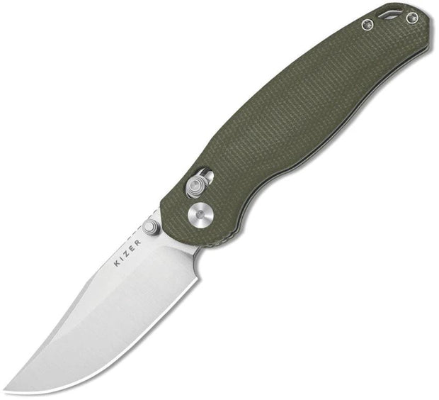 Kizer Cutlery Phoca CC Clutch Lock Knife Green Micarta Handle EDC Enthusiasts Satin AEBL 3in Blade by Kizer Cutlery
