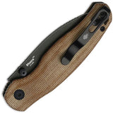 Kizer Cutlery Phoca BD Button Linerlock EDC Knife With Premium Brown Canvas Micarta Handle 14C28N Sandvik Stainless by Kizer Cutlery