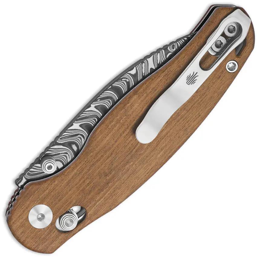 Kizer Cutlery Phoca CD Clutch Lock Folding Knife With Damascus Drop Point Blade And Wood Handle For EDC Enthusiasts by Kizer Cutlery