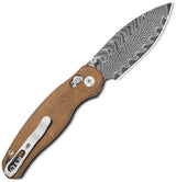 Kizer Cutlery Phoca CD Clutch Lock Folding Knife With Damascus Drop Point Blade And Wood Handle For EDC Enthusiasts by Kizer Cutlery