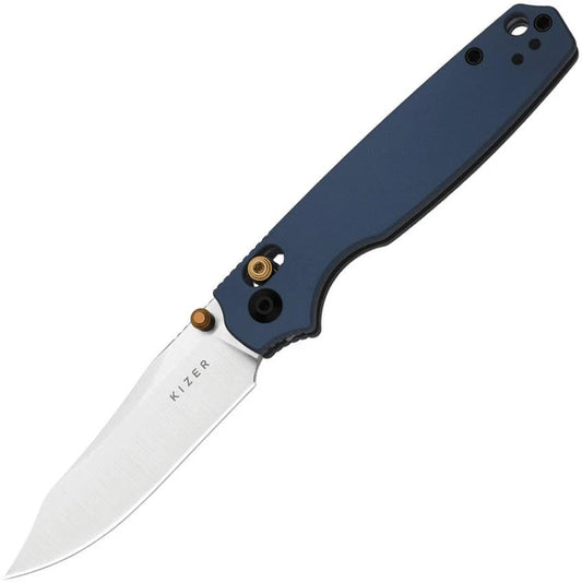 Kizer Pokiman Clutch Lock Knife Blue Aluminum Handle 4.25 Closed EDC Everyday Carry by Kizer Cutlery