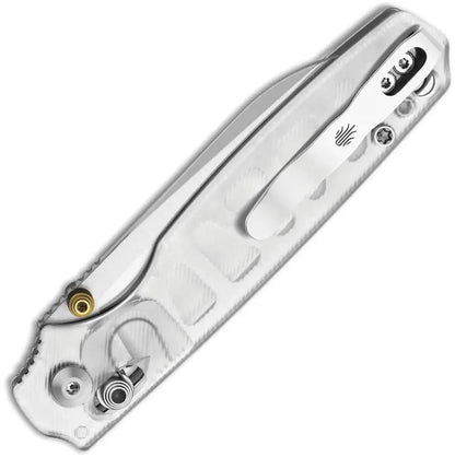 Kizer Cutlery Pokiman Clutch Knife Clear Acrylic Handle 3.25in Satin AEB-L Sheepsfoot Blade for EDC Enthusiasts by Kizer Cutlery