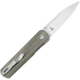 Kizer Cutlery Fiest XL Liner Lock Micarta Green EDC Knife 3.25in 154CM Stonewash Blade by Kizer Cutlery