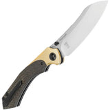 Kizer Cutlery Clairvoyant Folding Knife 154CM Blade Stonewash Brown Burlap Micarta Handle For EDC Enthusiasts by Kizer Cutlery