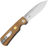 Kizer Retro Linerlock Micarta EDC Knife Nitro V Blade 3.5in Satin Drop Point Brown Handle Pocket Clip by Kizer Cutlery