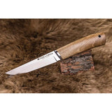 Kizlyar Malamut Fixed Blade KK0008 - 9.5 Inch Overall 4.5 Inch Niolox Stonewash Blade, Walnut Handle, Belt Sheath by Kizlyar
