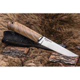 Kizlyar Malamut Fixed Blade KK0008 - 9.5 Inch Overall 4.5 Inch Niolox Stonewash Blade, Walnut Handle, Belt Sheath by Kizlyar