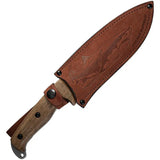 Kizlyar Shark Fixed Blade PGK Walnut KK0101 - Stonewashed PGK Steel, Full Tang, Lanyard Hole, Brown Leather Sheath by Kizlyar
