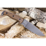 Kizlyar Shark Fixed Blade PGK Walnut KK0101 - Stonewashed PGK Steel, Full Tang, Lanyard Hole, Brown Leather Sheath by Kizlyar