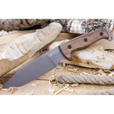 Kizlyar Shark Fixed Blade PGK Walnut KK0101 - Stonewashed PGK Steel, Full Tang, Lanyard Hole, Brown Leather Sheath by Kizlyar