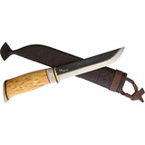 Kellam Arctic Hunter A8214 - Carbon Steel Blade, Curly Birch And Reindeer Antler Handle, Belt Sheath Included by Kellam