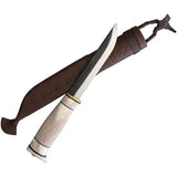 Kellam PoleStar Fixed Blade AL125 Reindeer Antler Handle With Leather Spacers And Carbon Steel Blade by Kellam