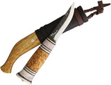 Kellam Borealis APT95T - Hammered Carbon Steel Blade With Curly Birch And Antler Handle Leather Sheath Included by Kellam