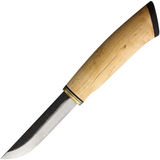 Kellam Wolf Howl HM019 - 9 Inch Overall with 4 Inch Carbon Steel Blade, Curly Birch Handle, Brown Leather Sheath by Kellam