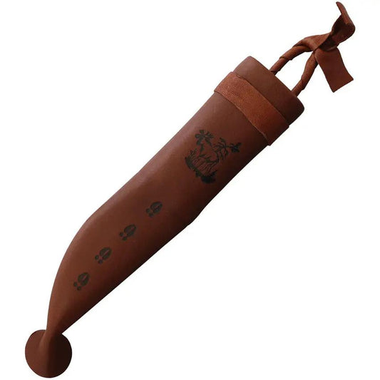 Kellam Tundra Skinner KT23N - Carbon Steel Blade, Curly Birch Handle, Reindeer Horn Pommel, Leather Belt Sheath by Kellam