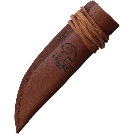 Kellam Tundra Mushroom KT92S Mirror Finish Carbon Steel Blade Curly Birch Handle Mushroom Brush End Leather Belt Sheath by Kellam