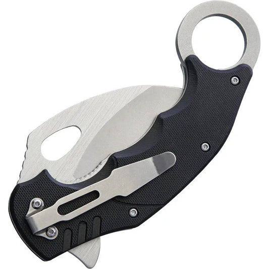 Komoran Karambit Linerlock Black QRFEB02 KO019 - 2.63 Inch Stainless Blade With G10 Handle Thumb Ring by Komoran