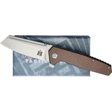 Komoran Linerlock - Red Carbon Fiber Onlay, Black G10 Handle, 4.75in Closed, 3.5in Stonewash Blade, Extended Tang by Komoran