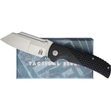 Komoran Linerlock Black G10 Knife - 4.63 Inch Closed, 3.5 Inch Stonewashed Stainless Blade, Extended Tang by Komoran
