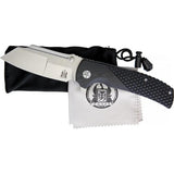 Komoran Linerlock Black G10 Knife - 4.63 Inch Closed, 3.5 Inch Stonewashed Stainless Blade, Extended Tang by Komoran