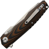 Komoran G10 Linerlock BF210631 - 3.75in Satin Blade, Black And Orange G10 Handle, Extended Tang, Lanyard Hole by Komoran