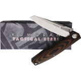 Komoran G10 Linerlock BF210631 - 3.75in Satin Blade, Black And Orange G10 Handle, Extended Tang, Lanyard Hole by Komoran