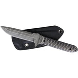 Komoran Fixed Blade Knife Black Stonewash Stainless 2.75 Inch Blade One Piece Construction Lanyard Hole Belt Sheath by Komoran