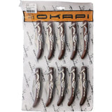 Okapi Big Sable Folder Set FG02035-10CARD - Ten Knife Set With Mirror Finish Carbon Steel Blades And Brown Wood Handles by Okapi