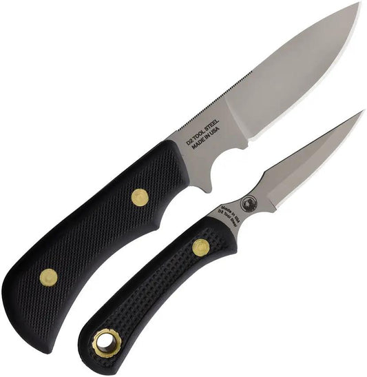 Knives Of Alaska Trekker Elk Hunter Cub Combo 00198FG - Bead Blast D2 Steel Blades Full Tang SureGrip Leather Sheath by Knives Of Alaska