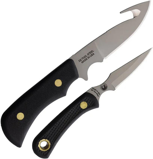 Knives Of Alaska Whitetail Guthook And Cub Combo - Bead Blast D2 Tool Steel Blade, Black SureGrip, Full Tang by Knives Of Alaska