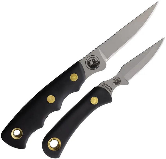Knives Of Alaska Jaeger Cub Combo - SureGrip Bead Blast D2 Blade Full Tang Lanyard Hole Leather Sheath by Knives Of Alaska