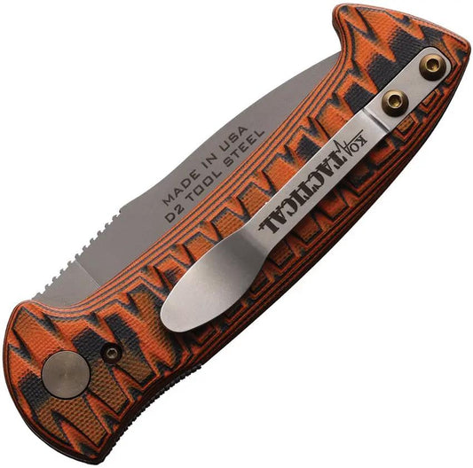 Knives Of Alaska Auto Strike Force Button Lock 00912FG Automatic Opening D2 Bead Blast Blade With Black Orange G10 by Knives Of Alaska