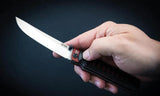 APOC Breeden Whisper II Compact Linerlock EDC Knife With D2 Blade Black Canvas Micarta Handle by APOC